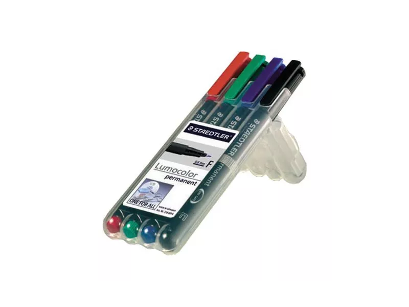 Penna con Punta Sintetica Lumocolor Permanent 318 F Staedtler - Punta Fine - 0,6 mm - 318WP4 (Assortiti Conf. 4)