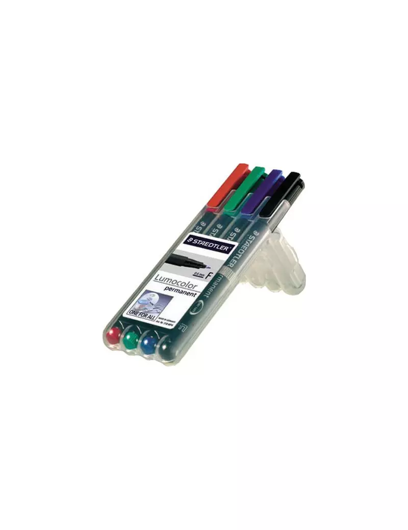 Penna con Punta Sintetica Lumocolor Permanent 318 F Staedtler - Punta Fine - 0,6 mm - 318WP4 (Assortiti Conf. 4) Penna con Punta Sintetica Lumocolor Permanent 318 F Staedtler - Punta Fine - 0,6 mm - 318WP4 (Assortiti Conf. 4)
