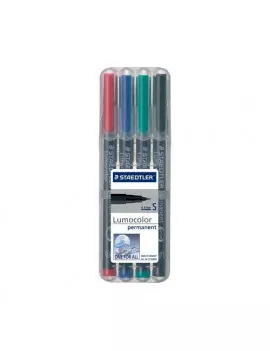 Penna con Punta Sintetica Lumocolor Permanent 313 SF Staedtler - Punta Superfine - 0,4 mm - 313WP4 (Assortiti Conf. 4)