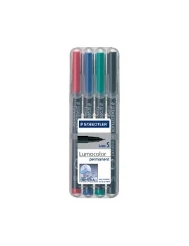 Penna con Punta Sintetica Lumocolor Permanent 313 SF Staedtler - Punta Superfine - 0,4 mm - 313WP4 (Assortiti Conf. 4)