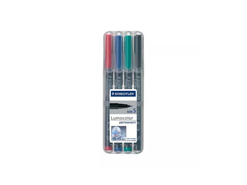 Penna con Punta Sintetica Lumocolor Permanent 313 SF Staedtler - Punta Superfine - 0,4 mm - 313WP4 (Assortiti Conf. 4) Penna con Punta Sintetica Lumocolor Permanent 313 SF Staedtler - Punta Superfine - 0,4 mm - 313WP4 (Assortiti Conf. 4)