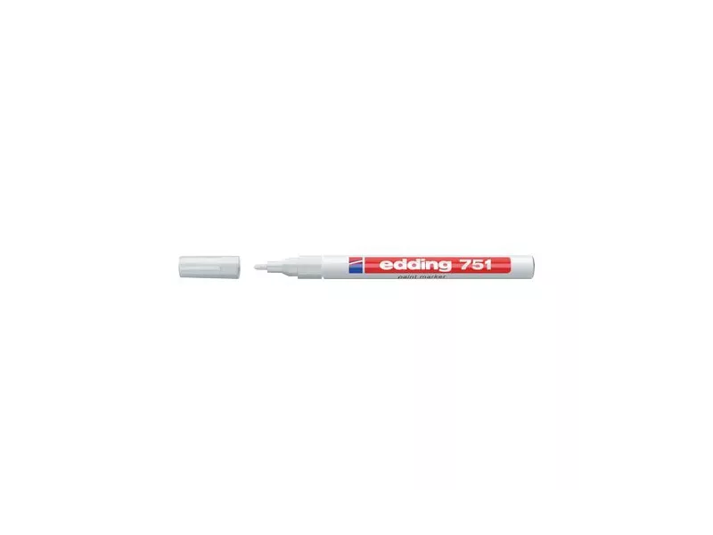 Marcatore Permanente a Vernice 751 Edding - Punta Tonda - 1-2 mm - E-751 049 (Bianco)