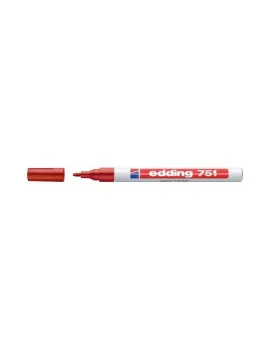 Marcatore Permanente a Vernice 751 Edding - Punta Tonda - 1-2 mm - E-751 002 (Rosso)