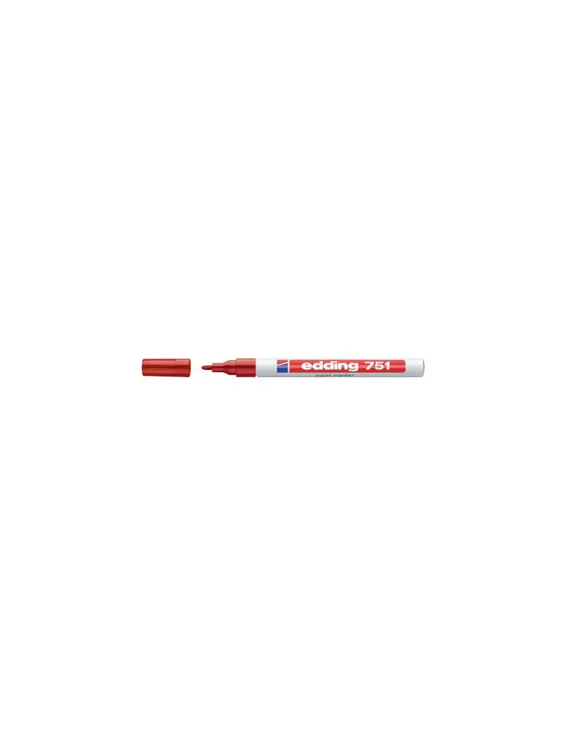 Marcatore Permanente a Vernice 751 Edding - Punta Tonda - 1-2 mm - E-751 002 (Rosso)