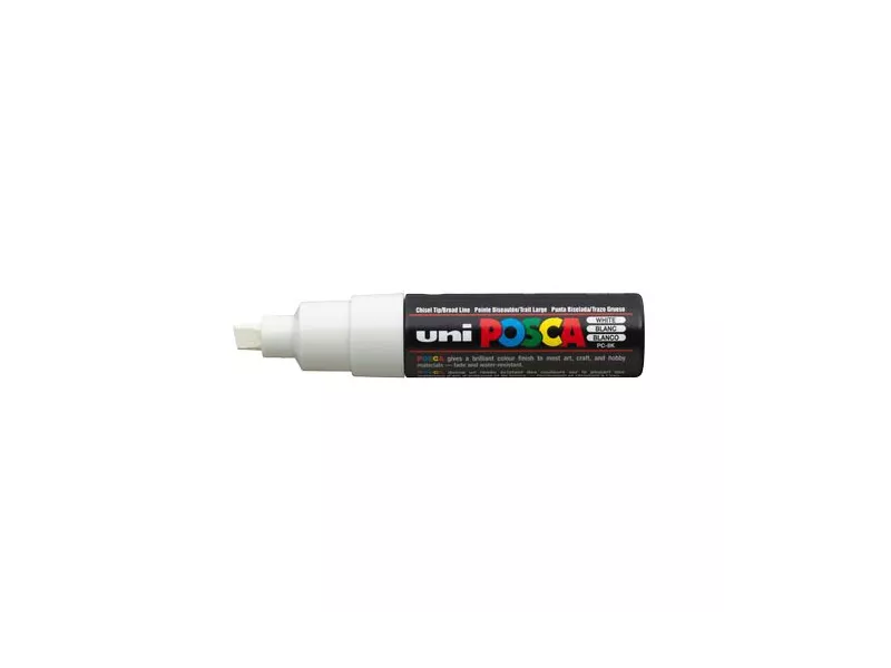 Marcatore a Tempera Uni Posca PC8K Uni-Ball - Punta Scalpello - 8 mm - M-PC8K-BI (Bianco)