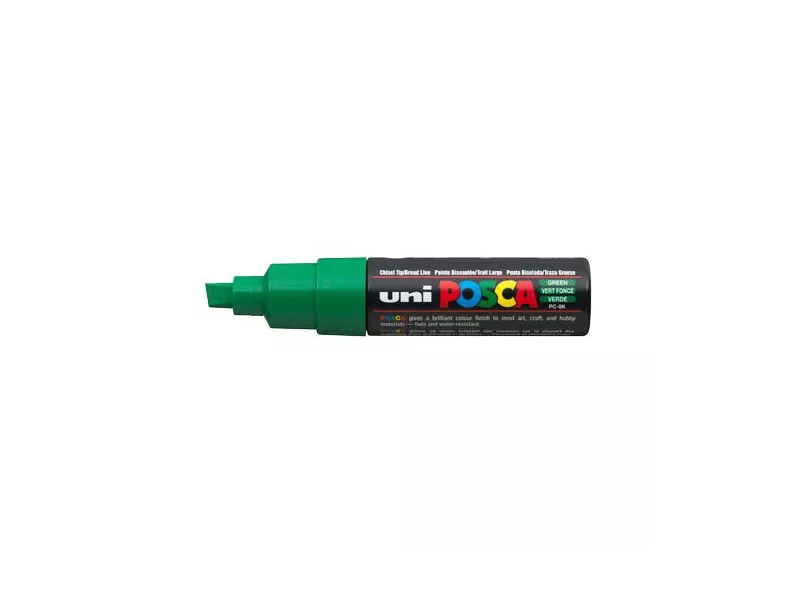 Marcatore a Tempera Uni Posca PC8K Uni-Ball - Punta Scalpello - 8 mm - M-PC8K-V (Verde Scuro)