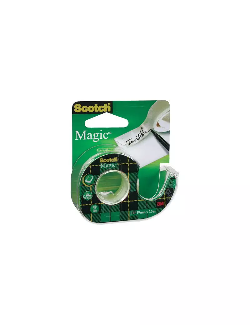 Dispenser per Nastro Adesivo Scotch Magic 810 3M - 19 mm x 7,5 m - 95756 (Trasparente)