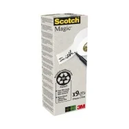 Nastro Adesivo Scotch Magic 900 3M - Acrilico - 19 mm x 33 m - 91576 (Trasparente Conf. 9)