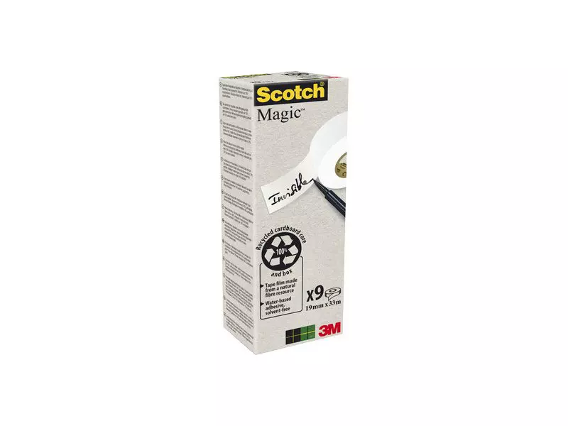 Nastro Adesivo Scotch Magic 900 3M - Acrilico - 19 mm x 33 m - 91576 (Trasparente Conf. 9)