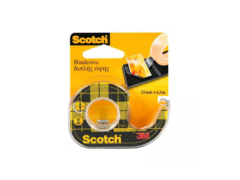 Nastro Biadesivo Scotch 665 3M - No Liner - 12 mm x 6,3 m - 97291 (Trasparente)