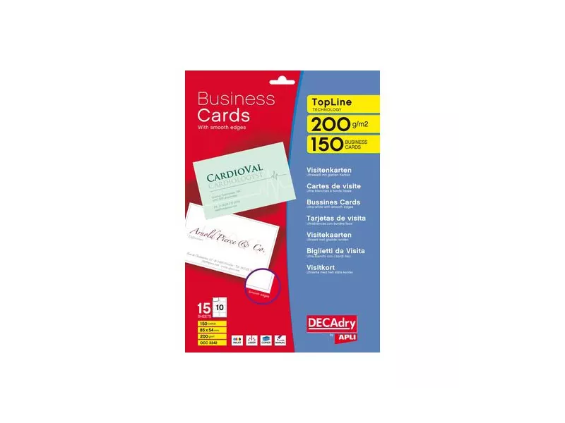 Biglietti da Visita Decadry - Bordo Liscio - Fronte - 200 g - T603342 (Conf. 150) Biglietti da Visita Decadry - Bordo Liscio - Fronte - 200 g - T603342 (Conf. 150)