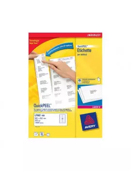 Etichette Adesive QuickPeel Avery - A4 - 63,5x38,1 mm - L7160-100 (Bianco Conf. 100)